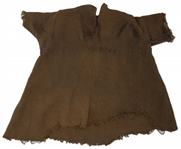 Miniature Costume Screen-Used for Long Shots in Cyclops Sequence in ''The Three Stooges Meet Hercules'' -- With 10'' x 8'' Photo of Moe on Set -- Intentional Distressing to Shirt, Overall Very Good